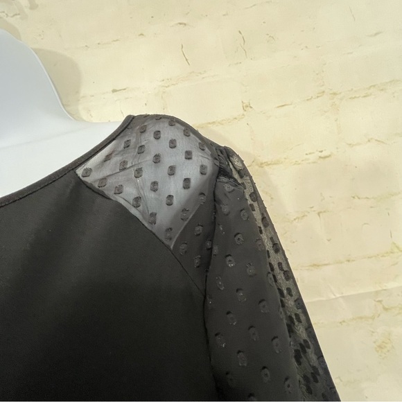 Adrienne Vittadini Black Keyhole Neck Sheer 3/4 Sleeve Blouse - Picture 4 of 12